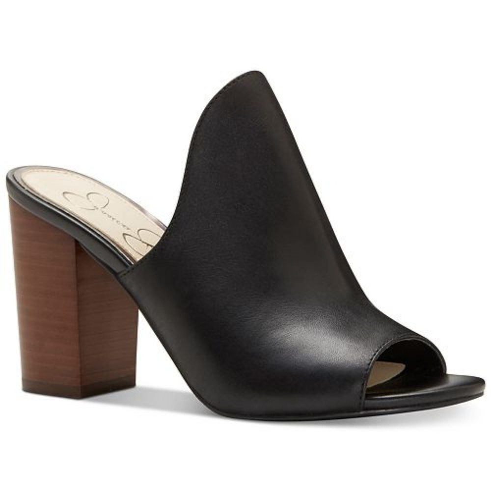 Rainn Peep-Toe Block-Heel Slides